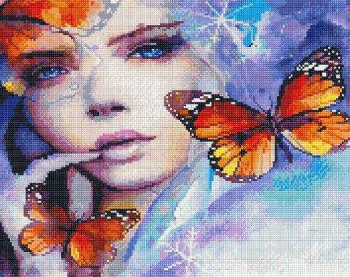 Фото Картина з страз Дівчина з метеликами НікіТошка (GJ5883) від інтернет-магазину рукоділля Sylarozumu.com.ua