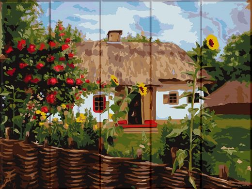 Фото Картина за номерами на дереві Український будиночок (ASW103) ArtStory від інтернет-магазину картин-розмальовок Sylarozumu.com.ua