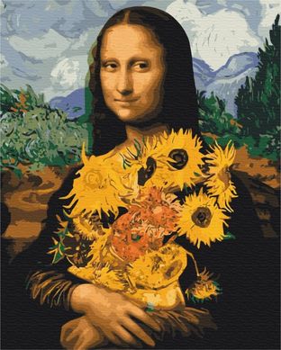 Фото Розмальовки за номерами Мона Ліза з соняшниками (BSM-B51605) від інтернет-магазину картин-розмальовок Sylarozumu.com.ua