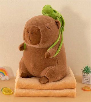 Мягкая игрушка (M 18205) Капибара, 40 см, плед настольная игра и пример комплектации | Sylarozumu.com.ua