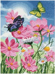 Фото Картина из страз Бабочки и полевые цветы Никитошка (EJ395, ) от интернет-магазина рукоделия Sylarozumu.com.ua