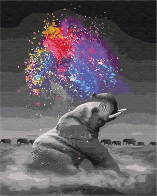 Фото Розмальовки за номерами Слон з яскравими фарбами (BS36046) (Без коробки) від інтернет-магазину картин-розмальовок Sylarozumu.com.ua