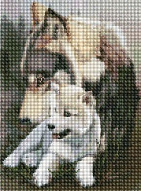 Фото Алмазная мозаика Волчья нежность Идейка (AMO7368, На подрамнике) от интернет-магазина рукоделия Sylarozumu.com.ua