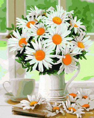 Фото Картина за номерами Ромашки і чай (BRM45544) від інтернет-магазину картин-розмальовок Sylarozumu.com.ua