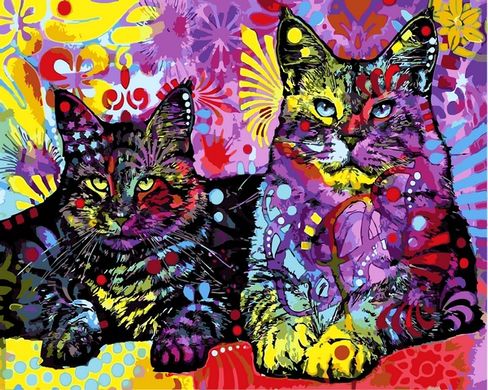 Фото Картина за номерами Квіткові коти (VP1437) Babylon від інтернет-магазину картин-розмальовок Sylarozumu.com.ua