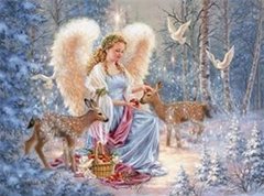Фото Алмазная картина Рождественский ангел (У) Диамантовые ручки (GU_177032, На подрамнике) от интернет-магазина рукоделия Sylarozumu.com.ua