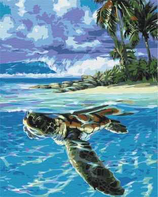 Фото Картина за номерами Тропічна черепаха (BSM-B51422) від інтернет-магазину картин-розмальовок Sylarozumu.com.ua