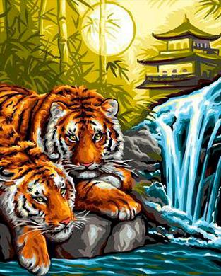 Фото Картина з страз Тигри на відпочинку ТМ Алмазна мозаіка (DMF-285) від інтернет-магазину рукоділля Sylarozumu.com.ua