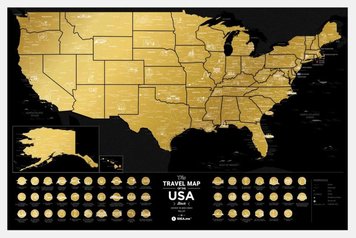 Скретч-карта США Travel Map USA Black (англ. мова) у тубусі