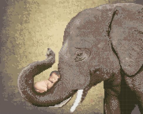 Фото Алмазная картина Слон с ребенком (GZS1149) (Без коробки) от интернет-магазина картин-раскрасок Sylarozumu.com.ua