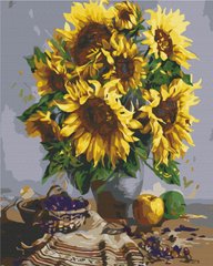 Фото Малювання по номерам Натюрморт з букетом соняшників (BSM-B51955) від інтернет-магазину картин-розмальовок Sylarozumu.com.ua