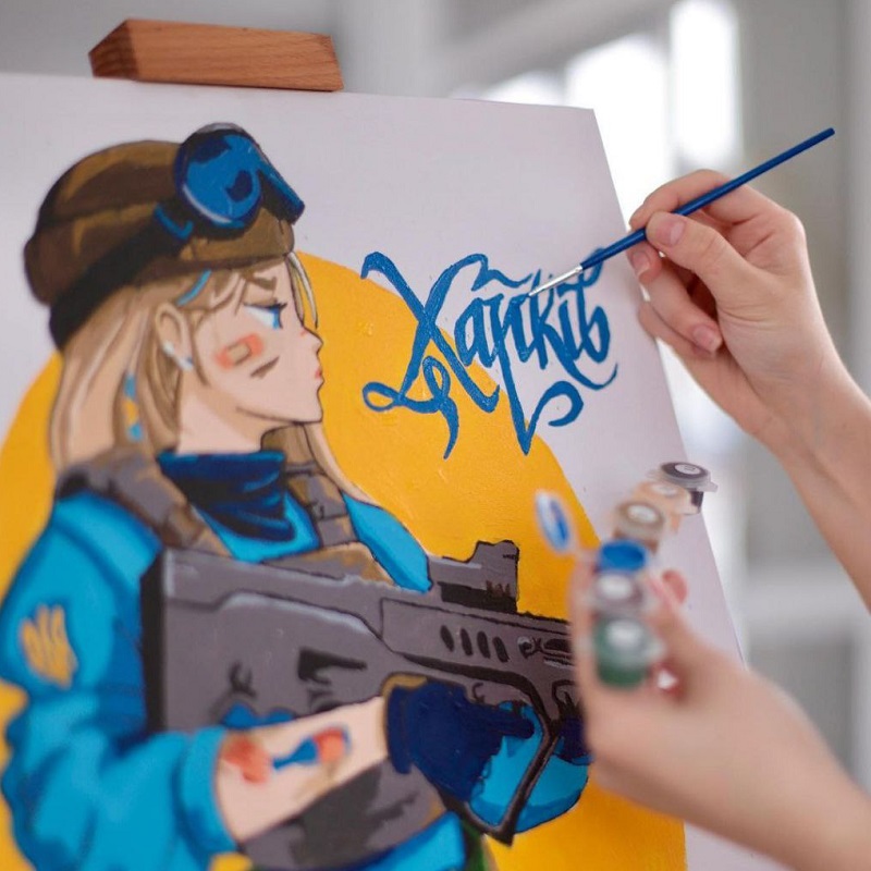 Картини за номерами міста-герої України - фото намальованої розмальовки